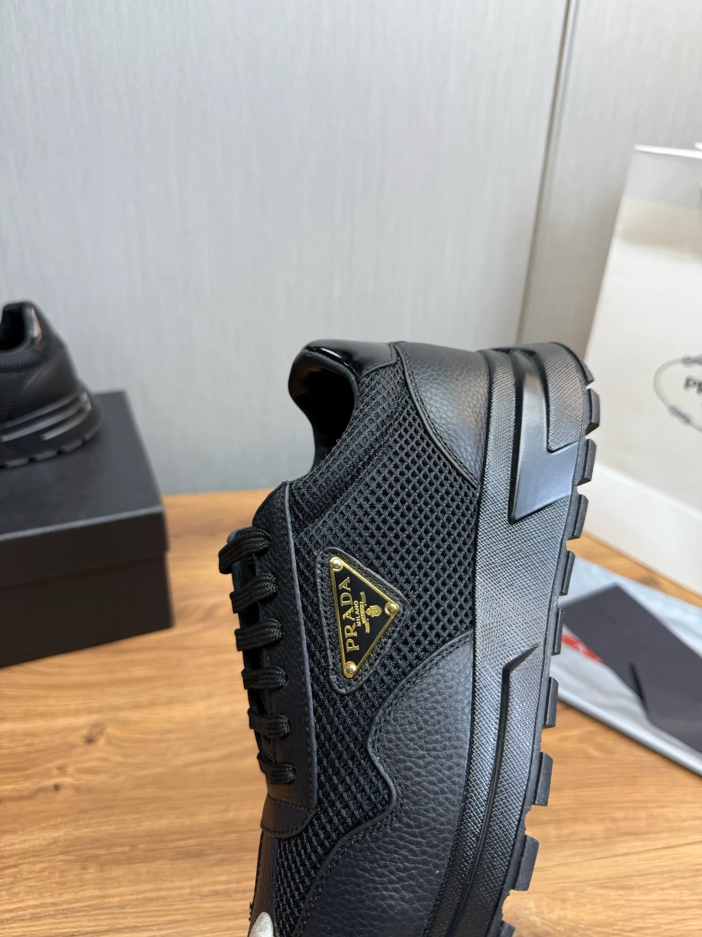 Men's shoes 💰780💰 [PRADA] Men's shoes are popular in the counter, official website synchronization, 1 high-quality shipment ✔️Original cowhide stitching breathable mesh + cowhide lining, 1🆚1 replica, original original bottom, 38-45 (38.45 custom-made, non-refundable)